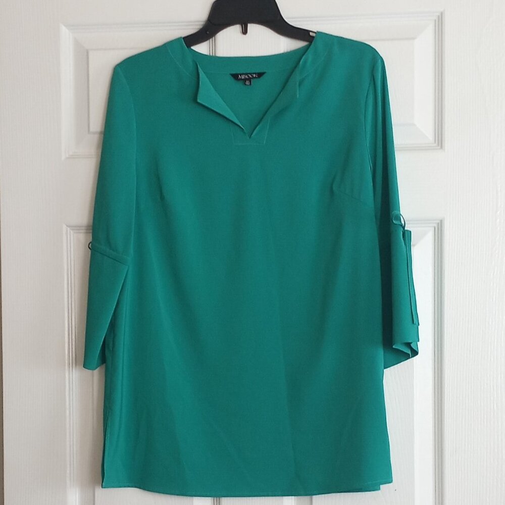 Misook Green Bell Sleeve Blouse